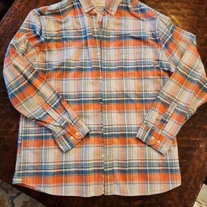 Hawker Rye Men's Plaid Flannel Shirt Button Front Teal Orange Size XLarge Short